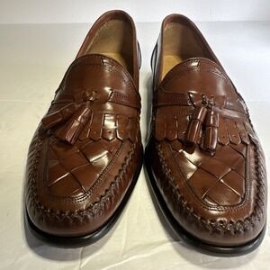 Giorgio Brutini Le Glove Mens Woven Brown Leather Kiltie Tassel Loafr Shoes 9.5D